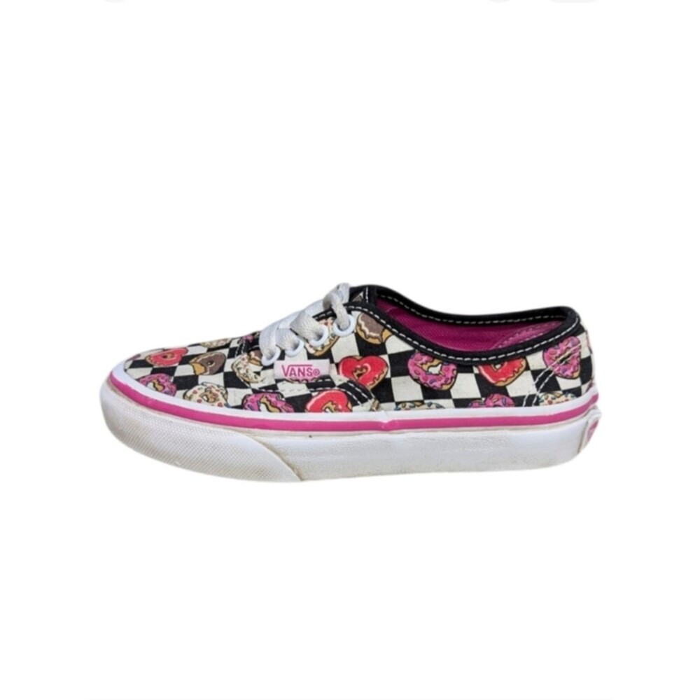 Vans Kids Girls 11 Love Donut Heart Black White Checkered Sneakers Valentine's